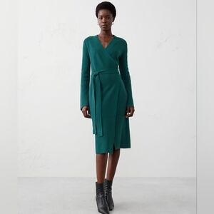 Banana Republic Wrap Knee Length Sweater Dress in Teal Size Small